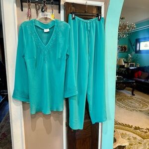 Elegant Turquoise Women's 2 piece Set